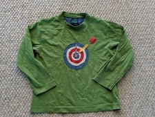 Mini Boden 5-6 Boys Applique Target Green Long Sleeve Cotton