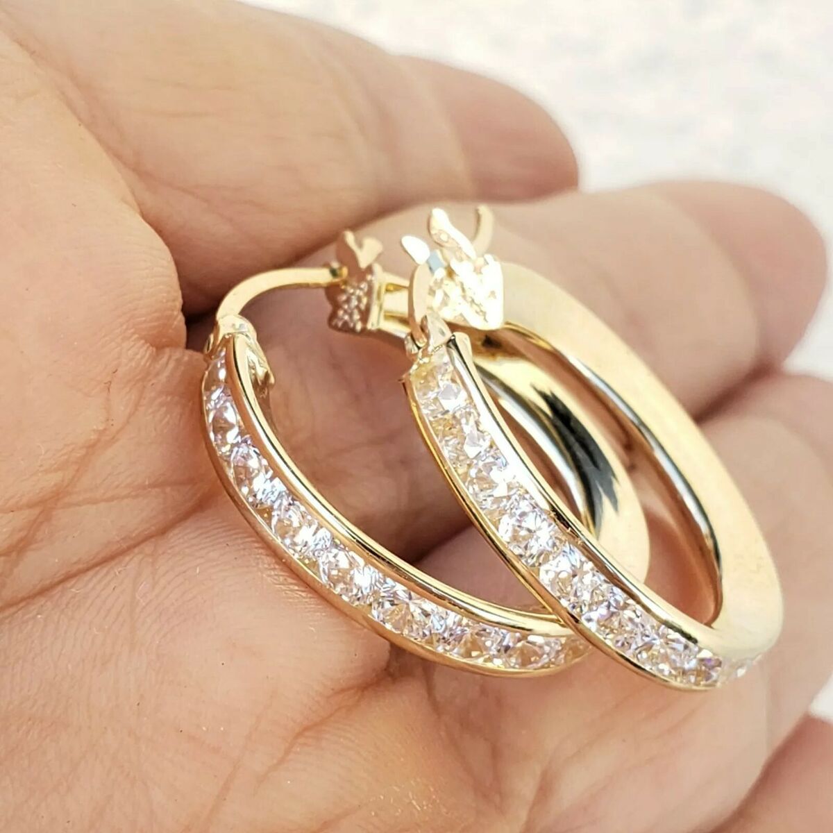 White Gold Hoop Earrings with Diamonds | Uneek