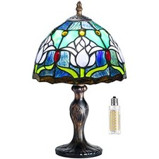 Tiffany Table Lamp Stained Glass Crystal Bead Style Table Light Handmade Desk...
