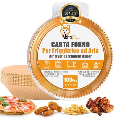 Carta Forno Per Friggitrice Ad Aria - 24 Cm, 50/100 Pezzi, Resistente Fino A 230°C, Antiaderente - Foto 9