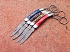 LOT OF 4 PCS!  CUSTOM HANDMADE DAMASCUS BLADE POCKET FOLDING KEYCHAIN KNIVES 207