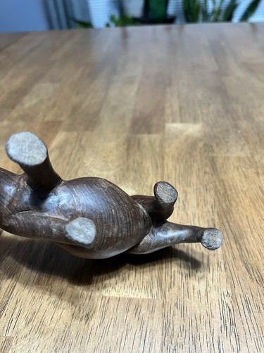 Vintage Hand Carved Solid Wooden African Rhinoceros Figurine Sculpture - Picture 7 of 9