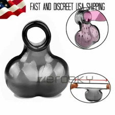Male Scrotum Squeeze Ring Stretcher Silicone Enhancer Delay Chastity Cage Ball