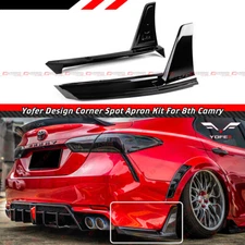 FOR 18-24 TOYOTA CAMRY SE XSE YOFER V2 GLOSS BLACK REAR BUMPER SIDE APRON SPATS