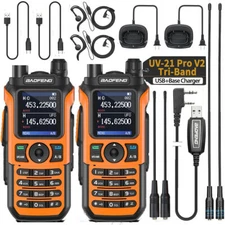 BAOFENG UV21 PRO V2 WALKIE TALKIE TWO WAY RADIO TRI-BAND LONG RANGE UP UV-5R KIT