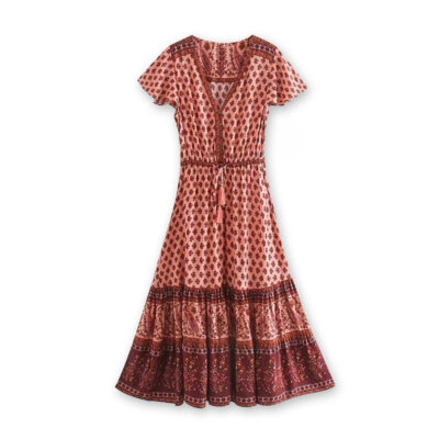 Siesta Rose Floral Print Boho Midi Dress, Hippie Dress, Boho