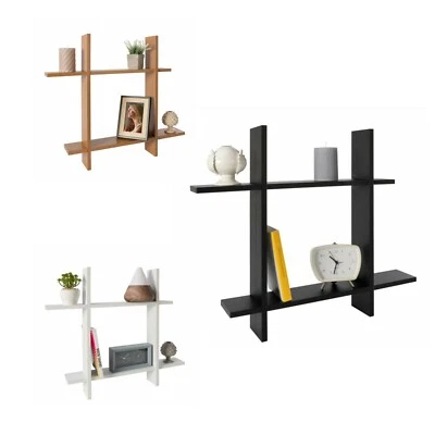 Mensola De Pared Moderno En Madera 6 Ripiani Bianco Negro - Imagen 1 de 4