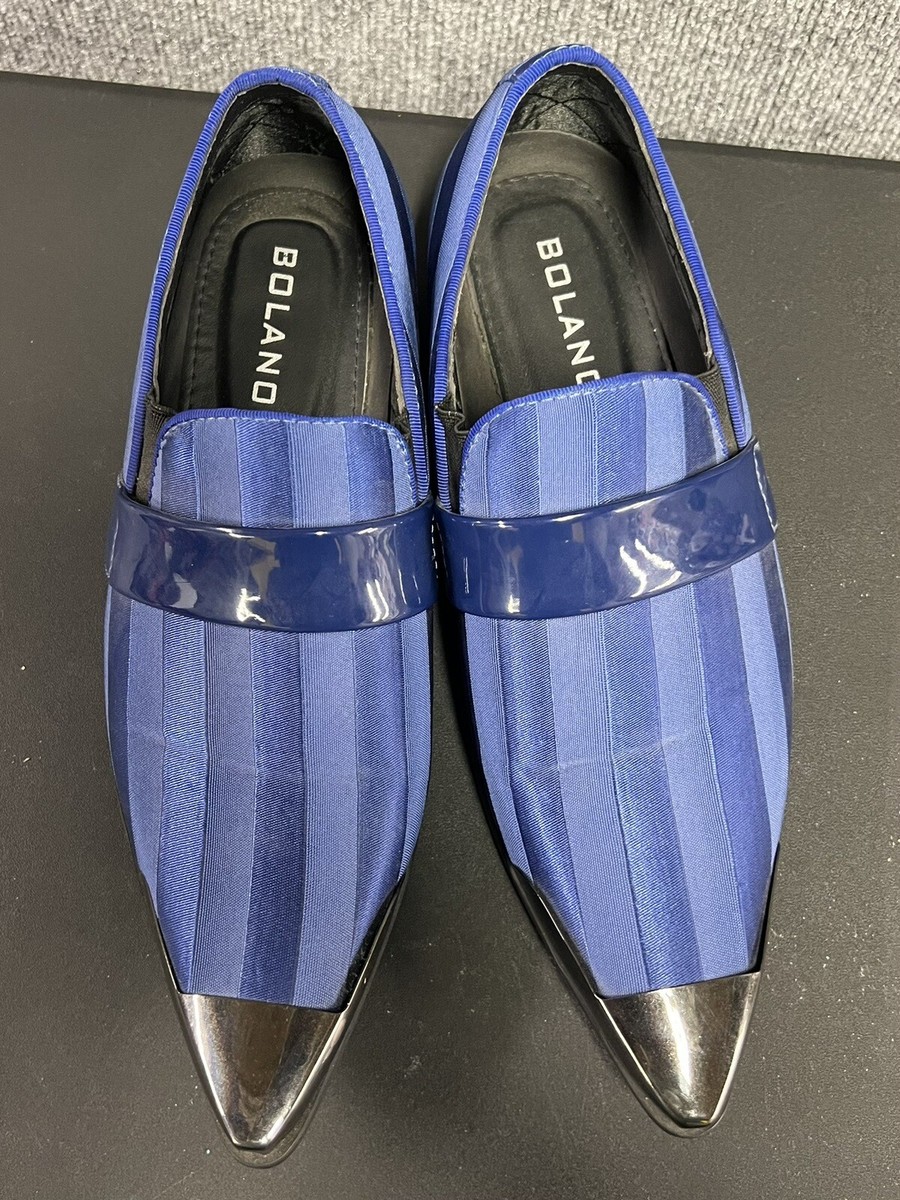 cobalt blue dress black shoes Bolano Men's Size 8.5 Royal metal tip Crafted from stretch crepe