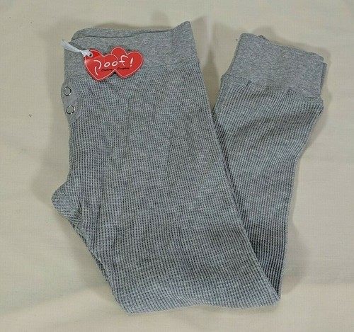 POOF Girl's Gray High Rise Faux-Snap Back-Pocket Thermal Textured Leggings sz L - Picture 10 of 12