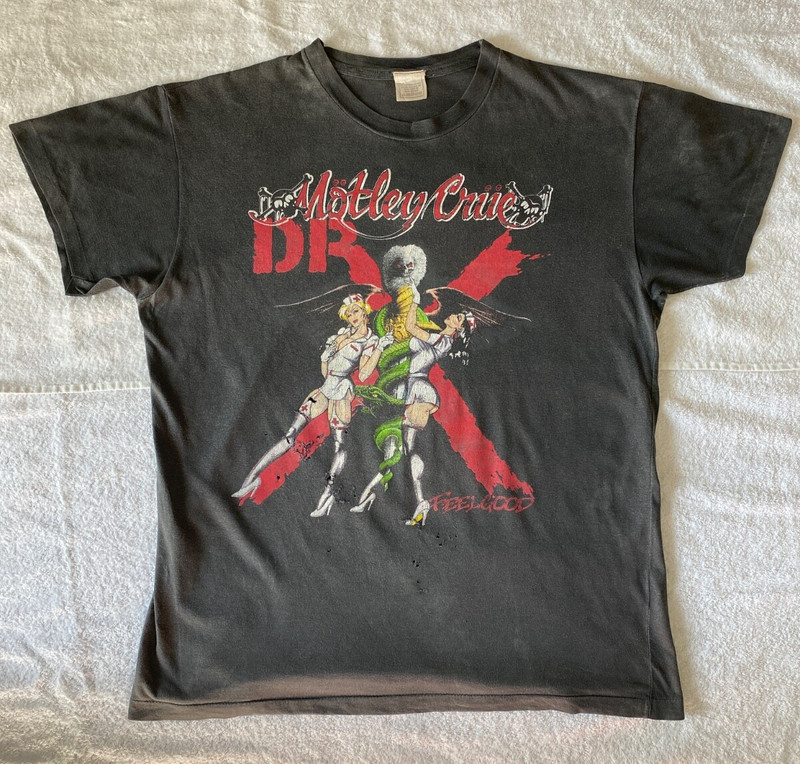 Vintage 1990 Motley Crue Dr X Feelgood Concert Tour T-Shirt Mens XL Faded Black