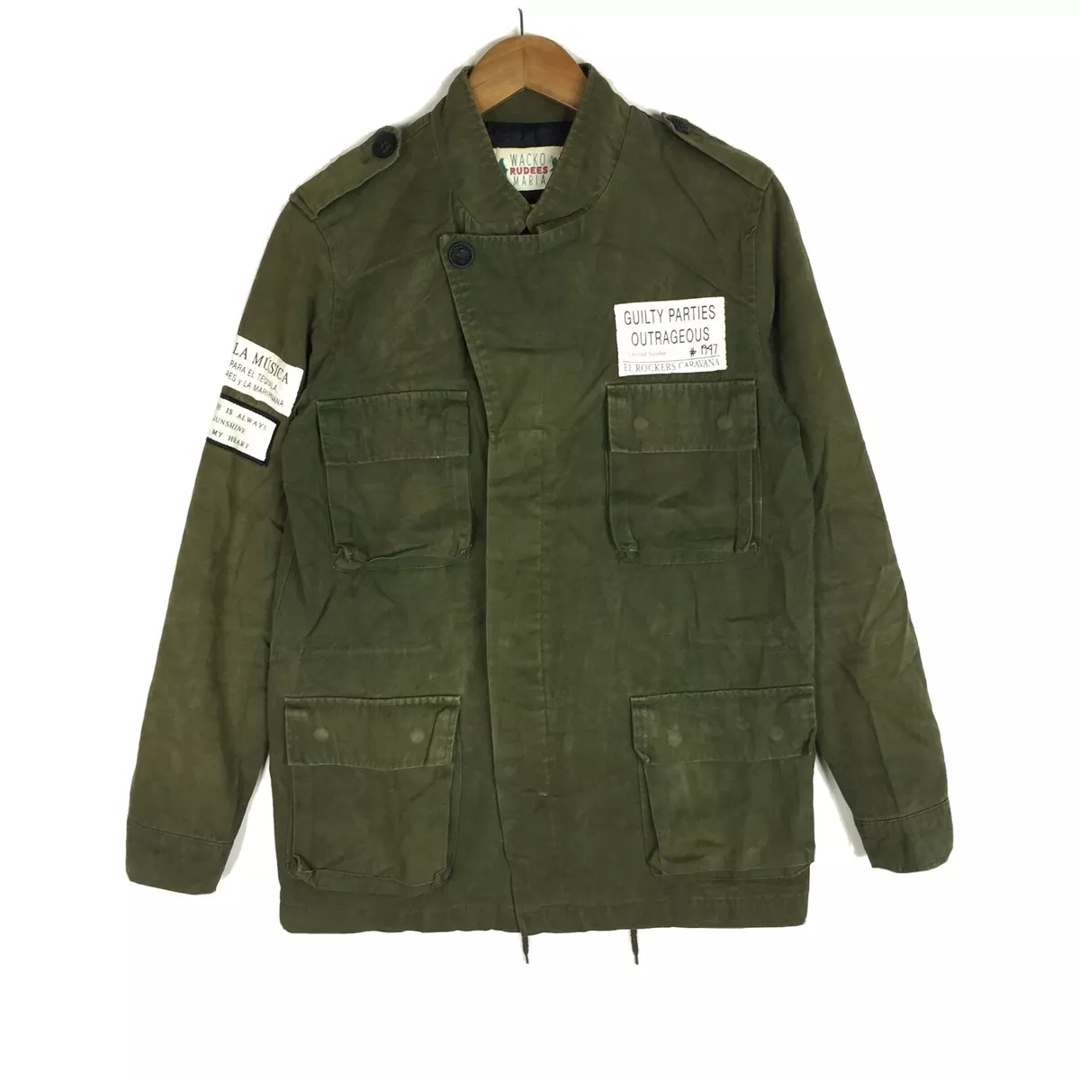 VINTAGE WACKO MARIA RUDEES PATCH MILITARY ARMY GREEN MADE IN JAPAN PARKAS JACKET