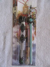 Anime Chinese style sword Blue & Silver miniature 8" sword w/ display stand