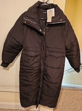 Boohoo Black Tall Longline Padded Coat Size 2 NWT
