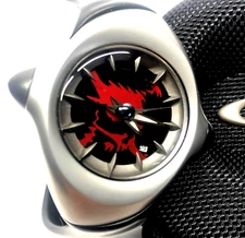 OAKLEY CRUSH WATCH Honed Stainless Case - Red Blood Skull & Crossbones Dial Rare