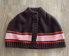 Janie Jack Autumn Classics Girls 2T Sweater Knit Poncho Cape Brown Stripe HTF