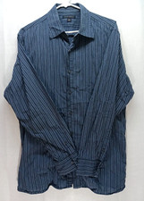 Banana Republic Mens Striped Button up Dress Shirt w/ Collar Size Large Blue