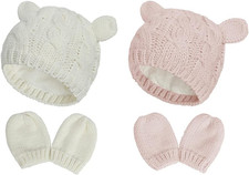 Baby Hat Glove Set Soft Newborn Mittens Baby Girl Boys Knitted Toddler Cap Infan