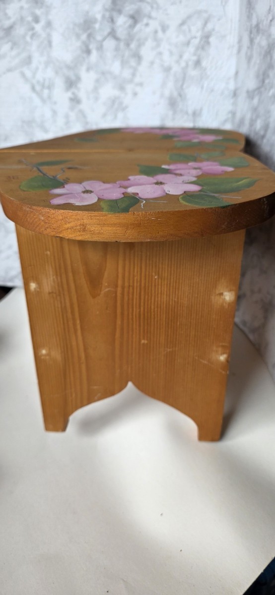 Cottage Core Homemade Wooden Heart Shaped Stool/Foot Stool with