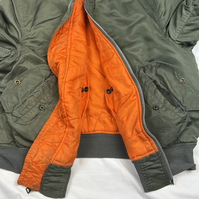 VTG ALPHA Industries 80s MA-1 Flyers Jacket Green Sz L Bomber