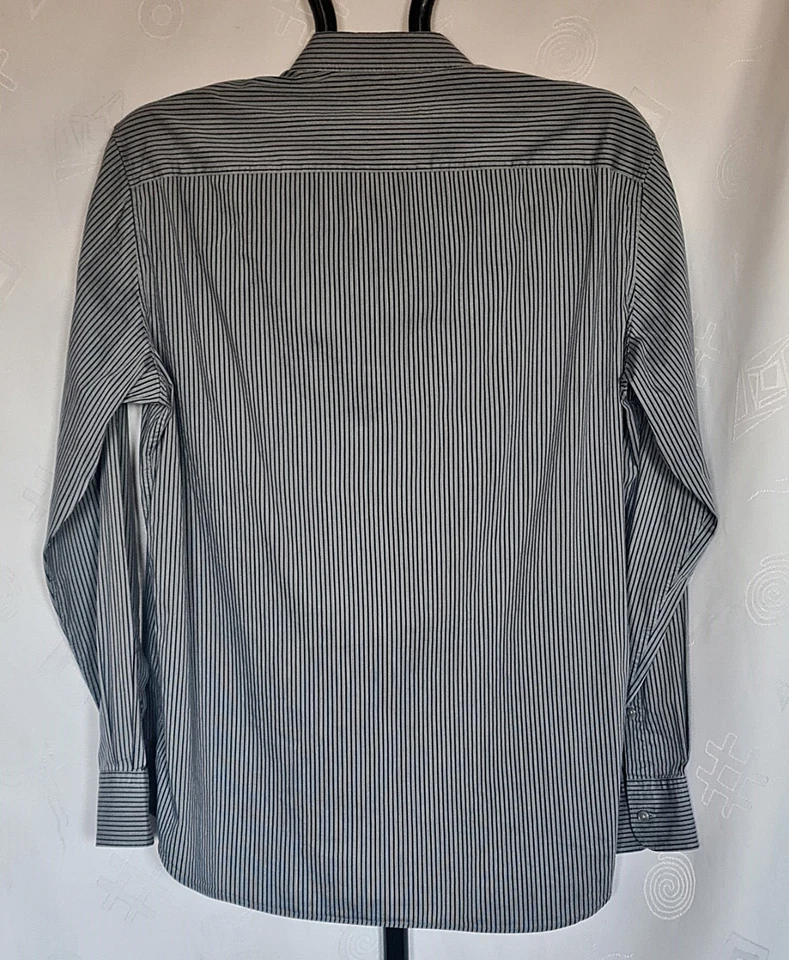 CAMISA AUTÉNTICA Z Z ZEGNA RAYAS GRIS AZUL VESTIDO HOMBRE TALLA: US 16 1/2/EU42 Foto 3 de 4