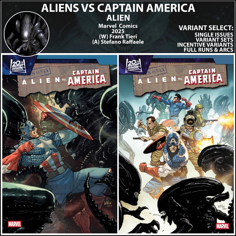 Alien vs Captain America (2025) #1 2 Marvel Comics COVER SELECT