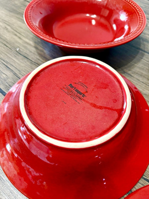 Pier 1 Imports Spice Route Paprika Red Stoneware Bowl Set 4 Round Microwave Safe