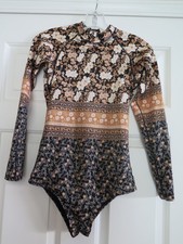 Rip Curl Womens Classic Surf Back Zip Long Sleeve Swim Surf Suit Rash Guard L 14