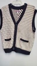Urban Outfitters Franklin Cardigan Button Sweater Vest Size M Black trim