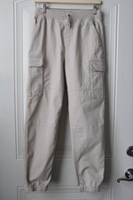 H M Light Beige Cargo Pants Boys 14 Elastic Waist Drawstring Excellent