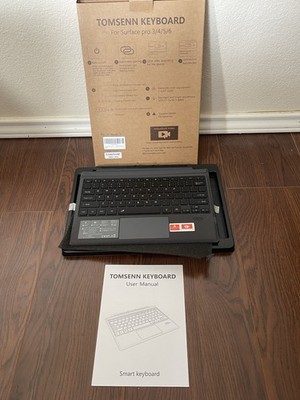 Tomsenn Smart Keyboard Cover Black for Microsoft Surface Pro 3,4,5,6,