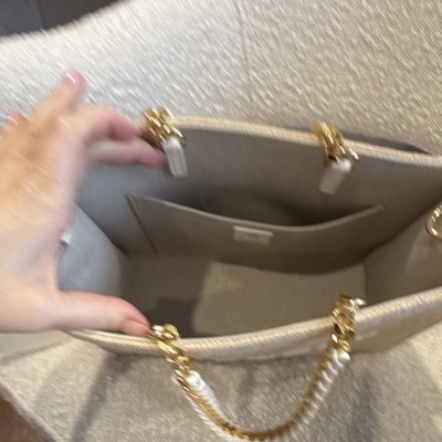 Givenchy Beige Logo Tote Bag Gold Chain Handles Detachable Strap