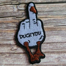 Duck You Funny Middle Finger Goose Punk Rock Y2k Embroidered Iron on Patch