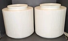 Vtg Ribbed Art Deco Milk Glass Ceiling Light Shade 9” Tall Pair 6"+ 8" Opening