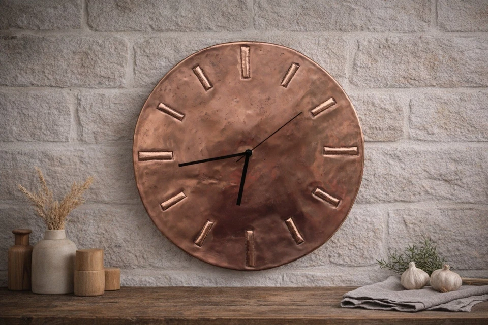 Handmade Copper Wall Clock – Rustic Modern Round Design – 40/60 cm – Unique Piec - Image 1 of 4