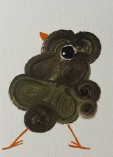 ACEO Original Painting, Bird Impressionism Oil Art, Emmer Plaxe, Animal Abstract