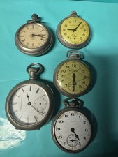 ANTIQUE LOT OF 5 POCKET WATCH FOR PARTS Working AS IS condition