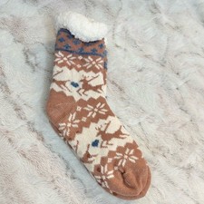 Cozy Reindeer Snowflake Slipper Socks Women s Size 8-9 NEW
