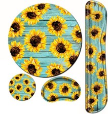 Sunflower Mouse Pad and Keyboard Wrist Set,