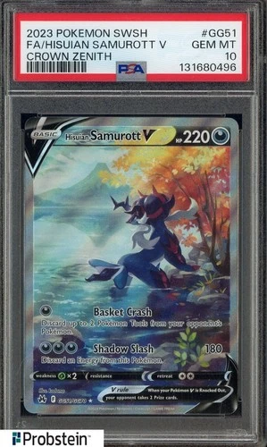 2023 Pokemon SWSH Crown Zenith #GG51 FA/Hisuian Samurott V PSA 10