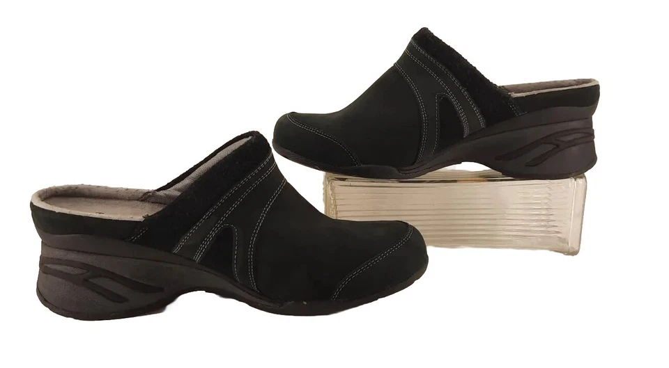 Tacón de cuña de gamuza puntada negra/gris Ahnu Anselmo, mulas Vibram.  Talla 10 Foto 4 de 4