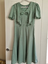 1940's  WW2 Inspired - DRESS - Mint Green - Polka Dot - Retro Vibe - Size Small