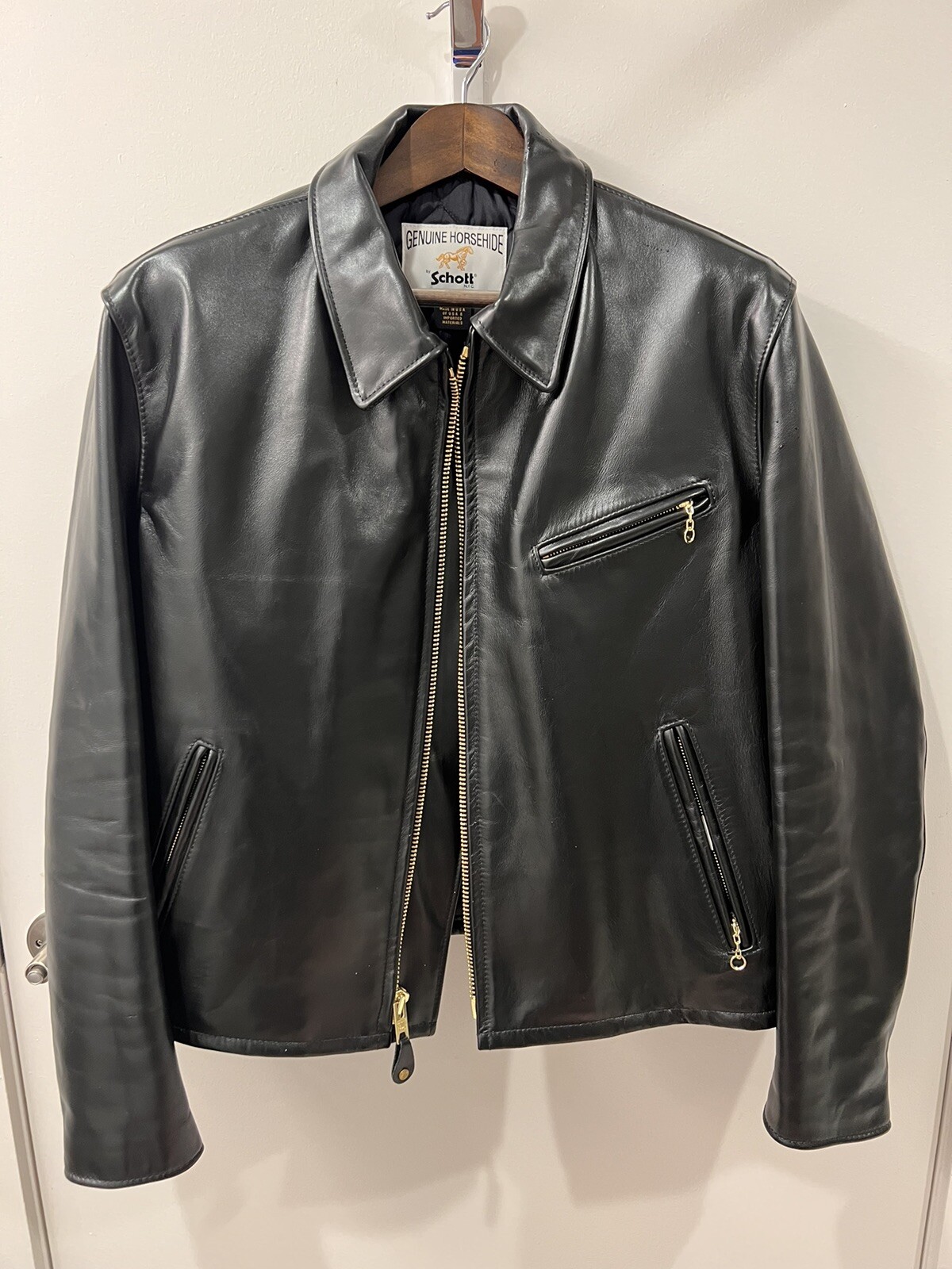 Schott 689H Horsehide Black Leather 
