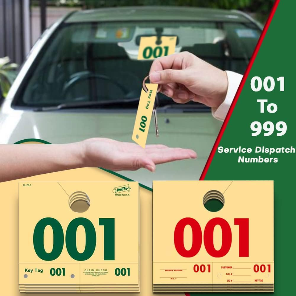 1000 Automotive Service Dispatch Numbers Mirror Hang Tags Numbered 000999 RL78 eBay