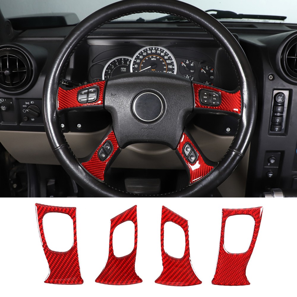 Red Carbon Car Steering Wheel Trim Accessories Sticker For Hummer H2 2003-2009