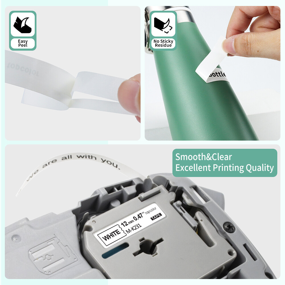 3x M-K231 MK-231 12mm Schriftband für Brother P-Touch 60 65 75 80 85 90 Weiß