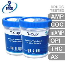 NEW Mintegrity Drug Test 5-Panel T-Cup Urine Home Kit 2-Pack #MI-TDOA-254A3