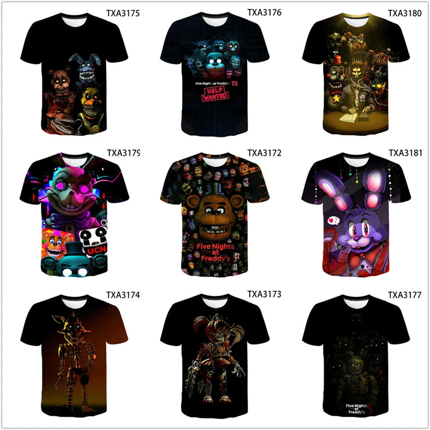 Jilijia Five Nights Game Kids Boys T-Shirt 3D Summer Casual Tops FNAF Anime  T-Shirt