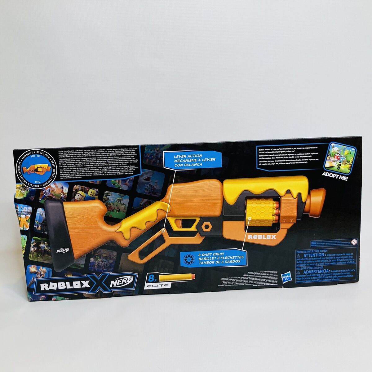 NERF Roblox Adopt Me! Bees! Lever Action Dart Blaster Gun Includes Code 8  dart