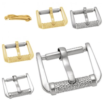 14K 18K Solid Gold or .925 Silver Watch Buckle Stingray Grain Band Size 8-16mm