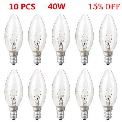 10Pcs Schraube In E14 SES Kerze Glühbirnen Klare Kleine Edison 40W Lampe